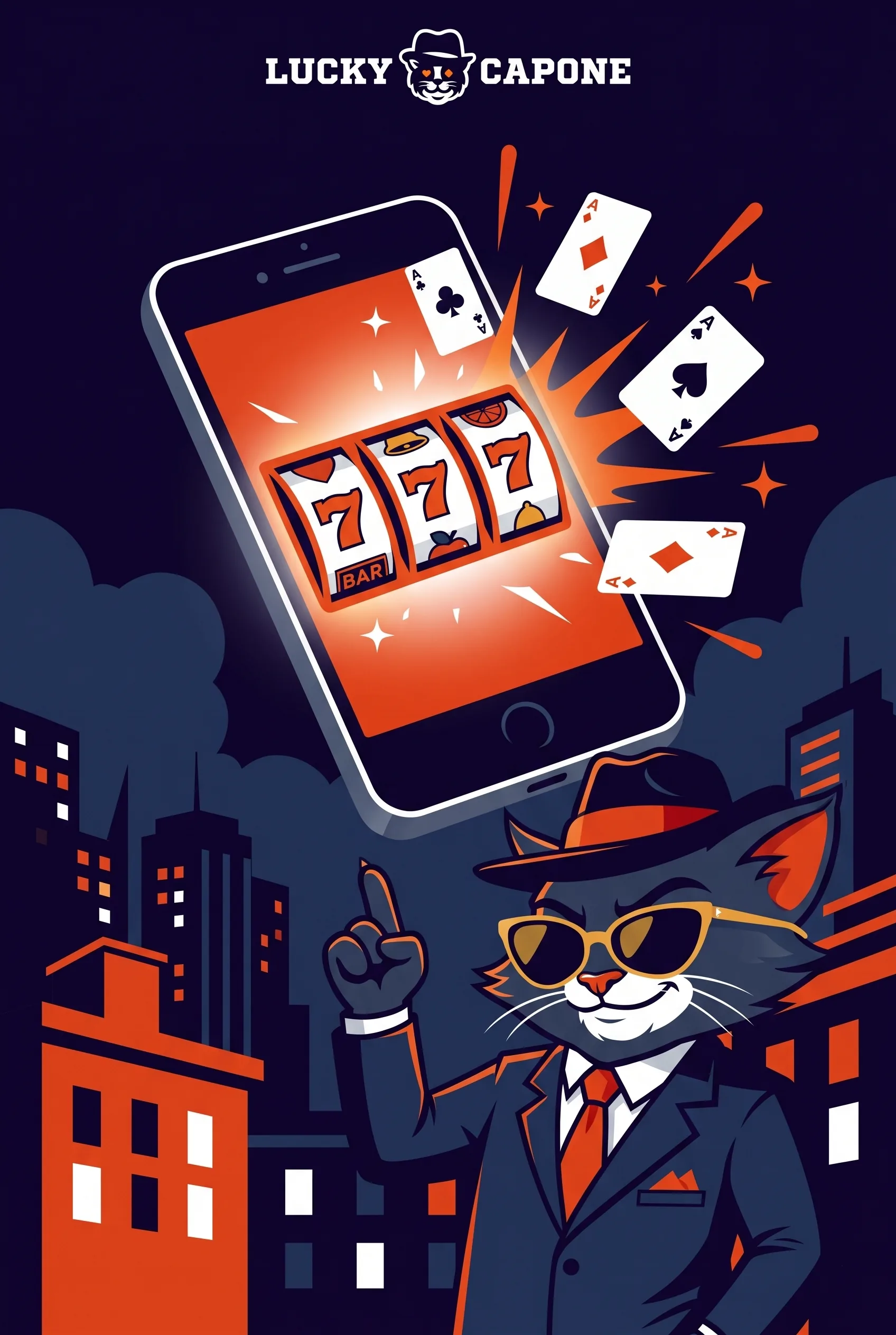 Lucky Capone mobile slots and playing cards
